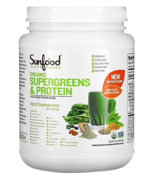 Sunfood, Organic Supergreens & Protein, 2.2 lb (997.9 g)