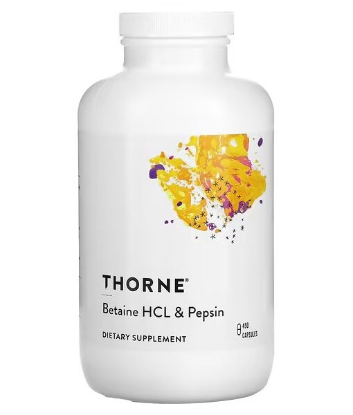 Thorne, Betaine HCL & Pepsin, 450 Capsules