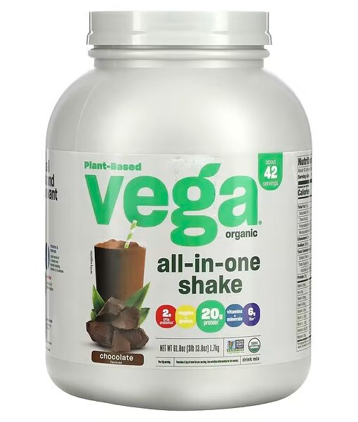 Vega, Plant-Based, All-In-One Shake, Chocolate, 61.8 oz (1.7 kg)