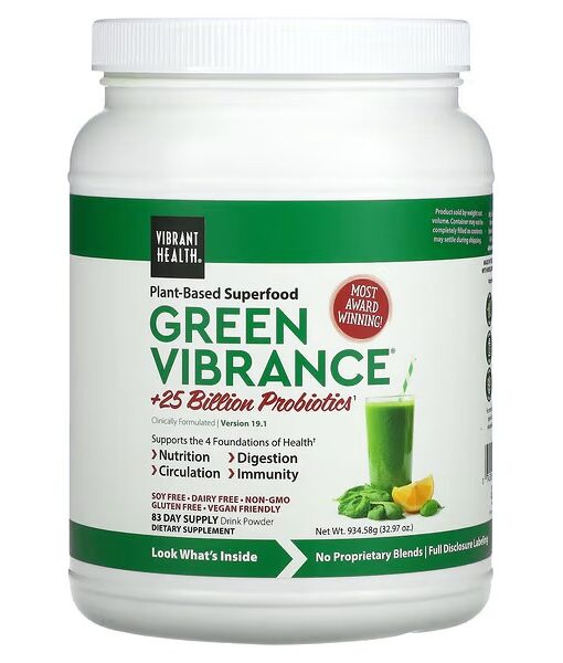 Vibrant Health, Green Vibrance +25 Billion Probiotics, Version 19.1, 32.97 oz (934.58 g)