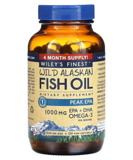 Wiley's Finest, Wild Alaskan Fish Oil, Peak EPA, 1,250 mg, 120 Fish Softgels