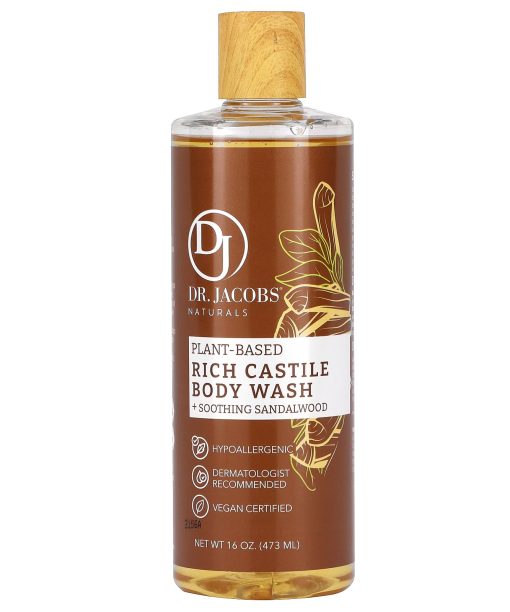 Dr. Jacobs Naturals, Plant-Based Rich Castile Body Wash, Soothing Sandalwood, 16 oz (473 ml)