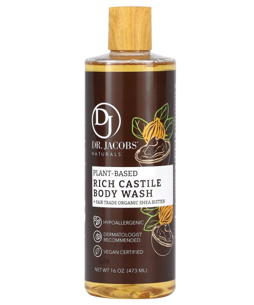 Dr. Jacobs Naturals, Plant-Based Rich Castile Body Wash, Fair Trade Organic Shea Butter, 16 oz (473 ml)