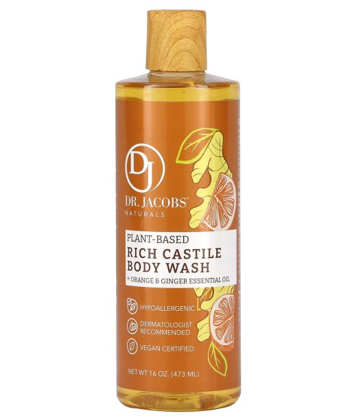 Dr. Jacobs Naturals, Plant-Based Rich Castle Body Wash, Orange & Ginger Essential Oil, 16 oz (473 ml)
