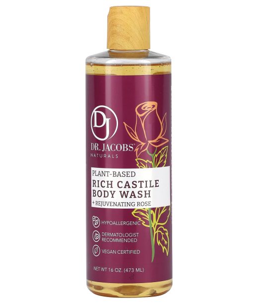 Dr. Jacobs Naturals, Plant-Based Rich Castile Body Wash, Rejuvenating Rose, 16 oz (473 ml)