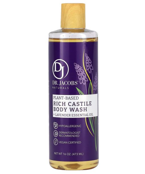 Dr. Jacobs Naturals, Plant-Based Rich Castile Body Wash, Lavender Essential Oil, 16 oz (473 ml)