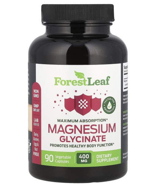 Forest Leaf, Magnesium Glycinate, Maximum Absorption, 90 Vegetable Capsules (133.3 mg per Capsule)