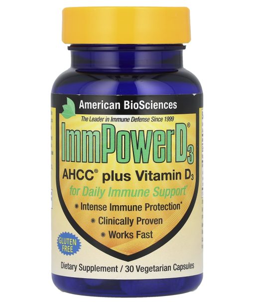 American Biosciences, ImmPower® D3, AHCC® Plus Vitamin D3, 30 Vegetarian Capsules