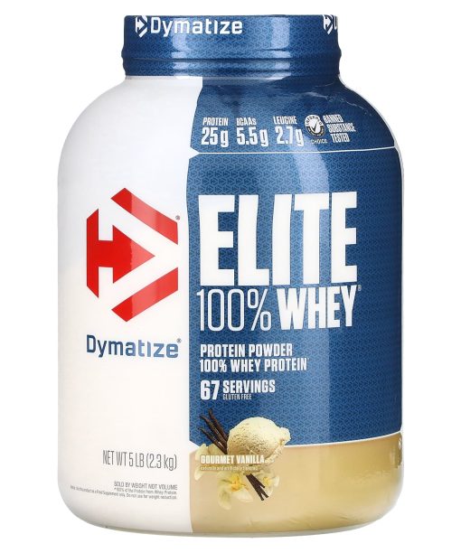 Dymatize, Elite 100% Whey Protein Powder, Gourmet Vanilla, 5 lbs (2.3 kg)