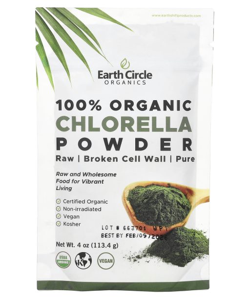 Earth Circle Organics, 100% Organic Chlorella Powder, 4 oz (113.4 g)