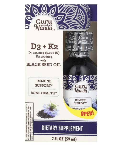 GuruNanda, D3 + K2, Black Seed Oil, 2 fl oz (59 ml)