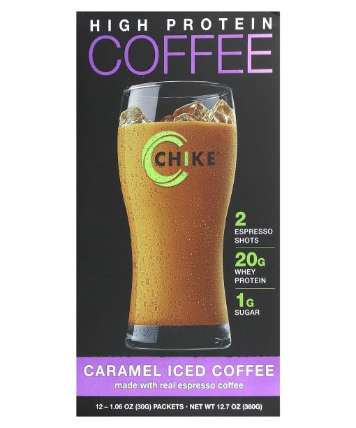 Chike Nutrition, High Protein Iced Coffee,  Caramel, 12 Packets, 1.06 oz (30 g) Each