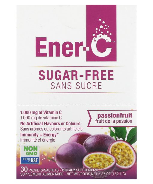 Ener-C, Vitamin C, Multivitamin Drink Mix, Sugar Free Passion Fruit, 1,000 mg, 30 Packets, 0.2 oz (5.07 g) Each