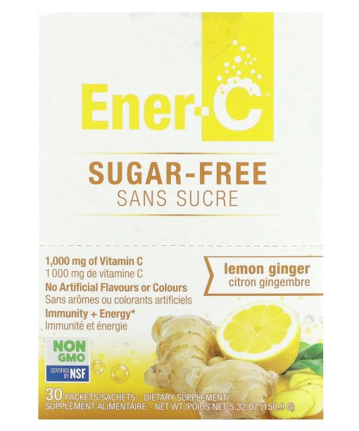 Ener-C, Vitamin C Drink Mix, Sugar Free, Lemon Ginger, 1,000 mg, 30 Packets