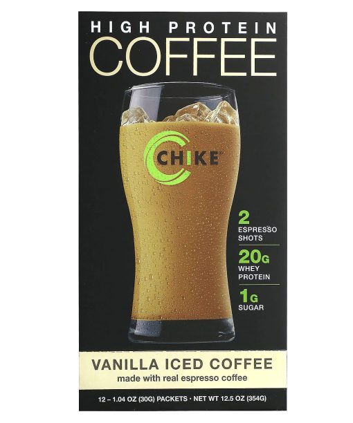 Chike Nutrition, High Protein Iced Coffee, Vanilla, 12 Packets, 1.04 oz (30 g) Each