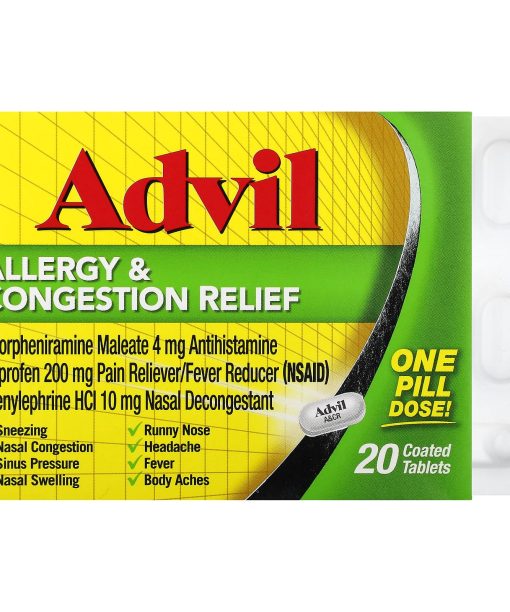 Advil, Allergy & Congestion Relief, 20 Coated Tablets