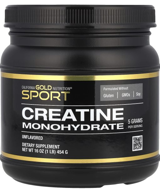California Gold Nutrition, Sport, Creatine Monohydrate, Unflavored, 1 lb (454 g)
