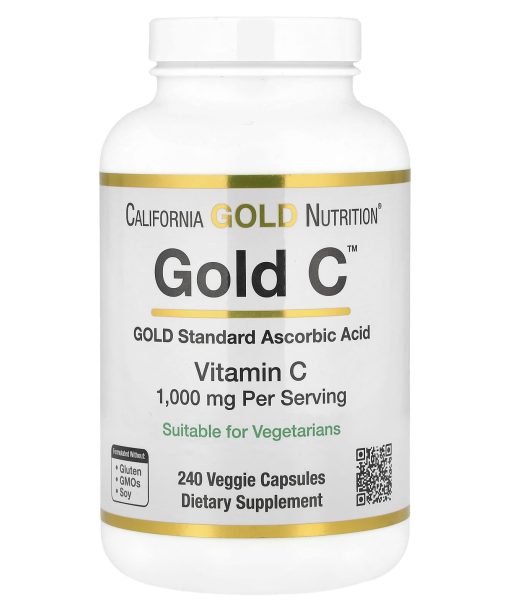 California Gold Nutrition, Gold C®, USP Grade Vitamin C, 1,000 mg, 240 Veggie Capsules