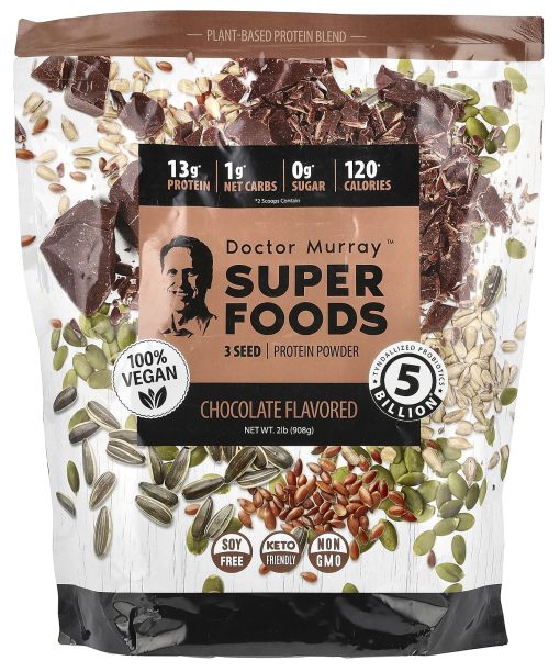 Dr. Murray's, Super Foods, 3 Seed Protein Powder, Pumpkin + Flax + Sunflower, Chocolate, 2 lb (908 g)