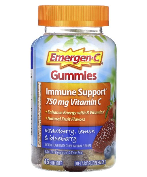 Emergen-C, Immune Support Gummies, Strawberry, Lemon & Blueberry, 45 Gummies