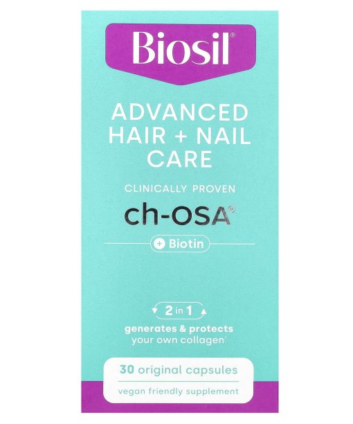 Biosil, Advanced Hair + Nail Care + Biotin, 30 Original Capsules
