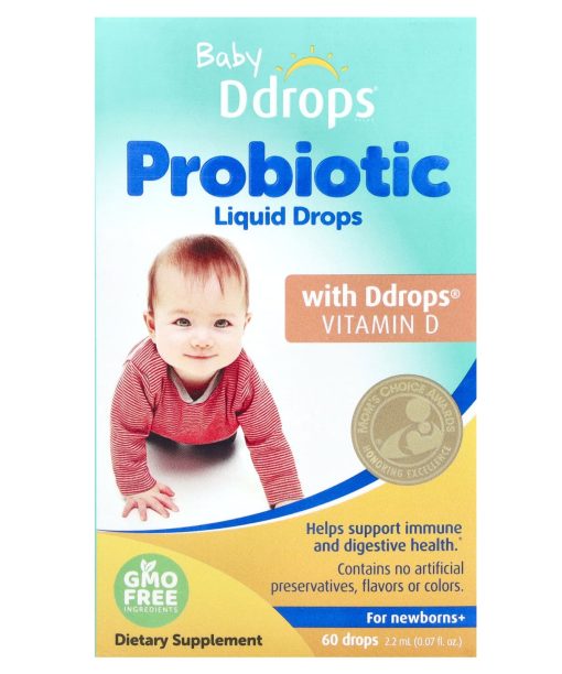 Ddrops, Baby, Probiotic Liquid Drops, For Newborns+, 60 Drops, 0.07 fl oz (2.2 ml)