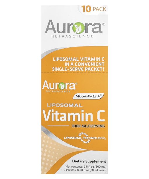 Aurora Nutrascience, Mega-Pack+®, Liposomal Vitamin C, 10 Packets, 0.68 fl oz (20 ml) Each