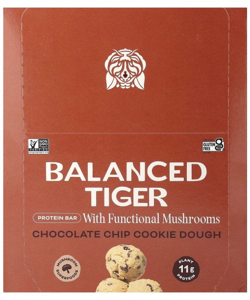 Balanced Tiger, Protein Bar, Chocolate Chip Cookie Dough, 12 Bars, 1.55 oz (44 g) Each