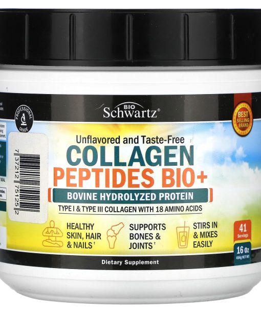 BioSchwartz, Collagen Peptides Bio+, Unflavored, 16 oz (454 g)