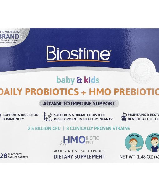 Biostime, Baby & Kids, Daily Probiotics + HMO Prebiotic, 3 Months to 6 Years, Flavorless, 28 Sachet Packets, 0.05 oz (1.5 g) Each