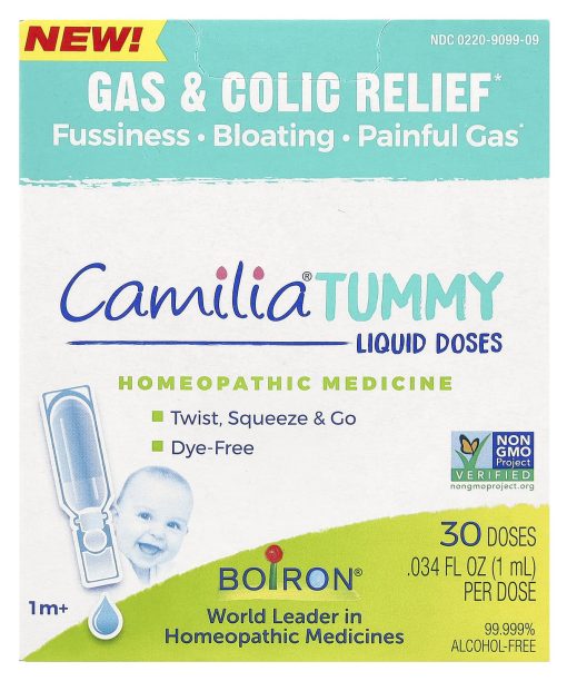 Boiron, Camilia Tummy, Liquid Doses, 1 Month +, 30 Doses, 0.34 fl oz (1ml) Each