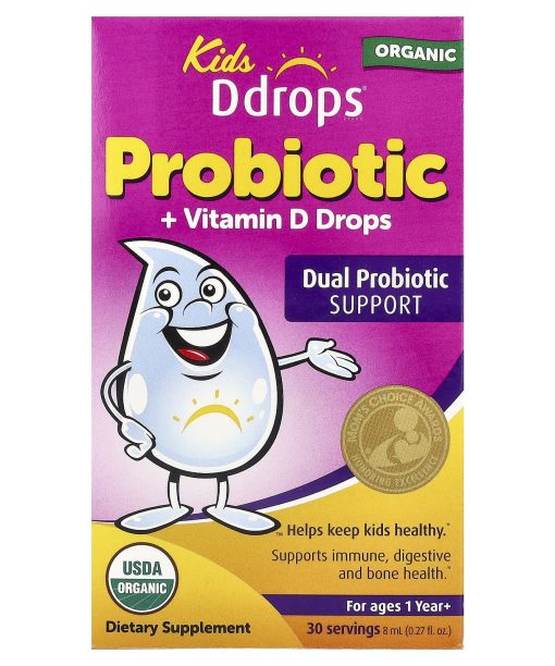 Kids Ddrops®, Organic Probiotic + Vitamin D Drops, For Ages 1 year+, 0.27 fl oz (8 ml)