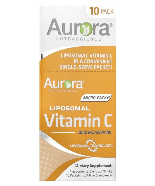 Aurora Nutrascience, Micro-Pack+®, Liposomal Vitamin C, 10 Packets, 0.24 fl oz (7 ml) Each