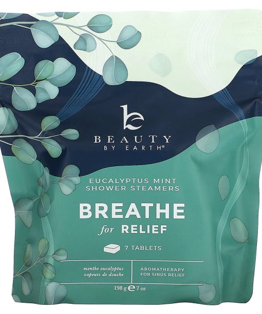 Beauty By Earth, Breathe for Relief Shower Steamers, Eucalyptus Mint, 7 Tablets
