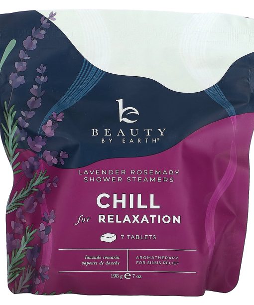 Beauty By Earth, Chill for Relaxation, Shower Steamers, Lavender Rosemary, 7 Tablets, 7 oz (198 g)