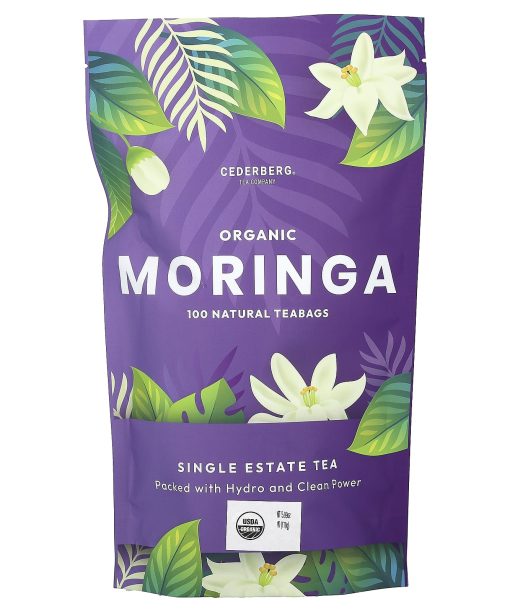 Cederberg Tea Co, Organic Moringa, Caffeine Free, 100 Natural Tea Bags, 5.99 oz (170 g)