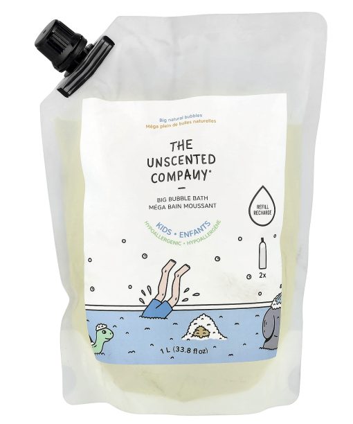 The Unscented Company, Kids, Big Bubble Bath, Refill, Fragrance Free, 33.8 fl oz (1 l)