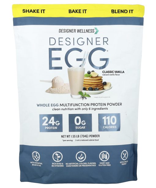 Designer Wellness, Designer Egg®, Whole Egg Multifunction Protein Powder, Classic Vanilla, 1.55 lb (704 g)