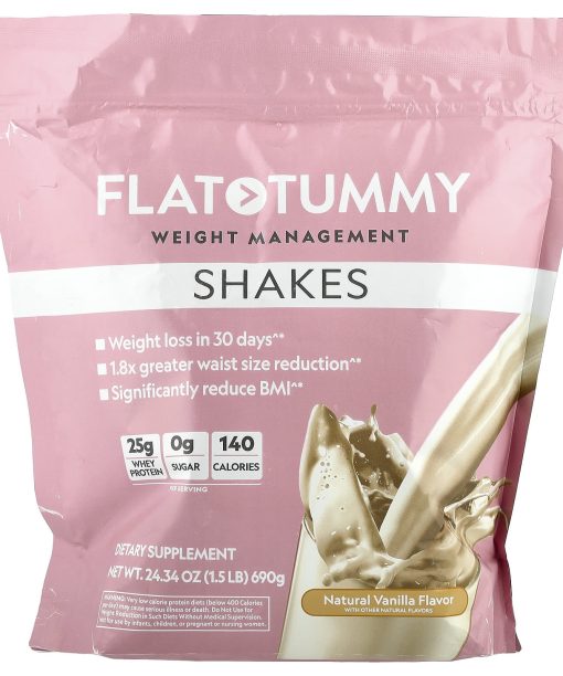Flat Tummy, Shakes, Natural Vanilla, 1.5 lb (690 g)