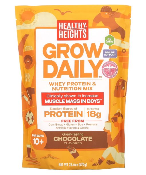 Healthy Heights, Grow Daily, Whey Protein & Nutrition Mix, For Boys 10+, Chocolate, 23.6 oz (670 g)