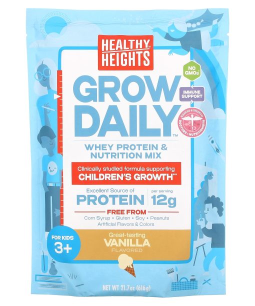 Healthy Heights, Grow Daily, Whey Protein & Nutrition Mix, For Kids 3+, Vanilla, 21.7 oz (616 g)
