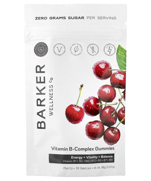 Barker Wellness Co, Vitamin B-Complex Gummies, Cherry, 30 Gummies