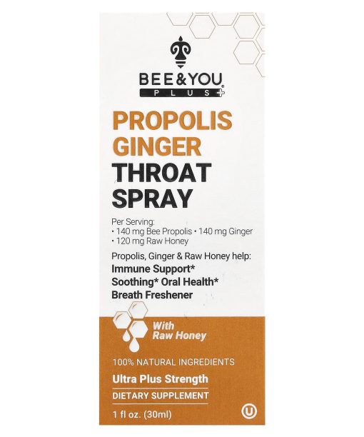 Bee & You, Propolis Ginger Throat Spray, 1 fl oz (30 ml)