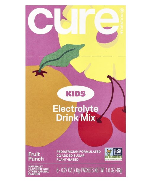 Cure Hydration, Kids, Electrolyte Drink Mix, Fruit Punch, 6 Packets, 0.27 oz (7.6 g) Each