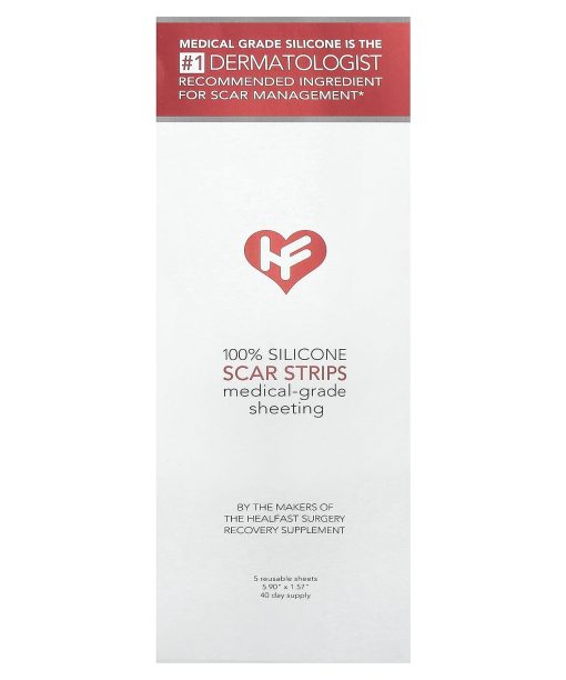 HealFast, 100% Silicone Scar Strips, 5 Reusable Sheets