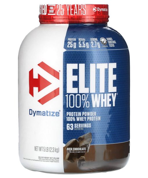 Dymatize, Elite 100% Whey Protein Powder, Rich Chocolate, 5 lbs (2.3 kg)