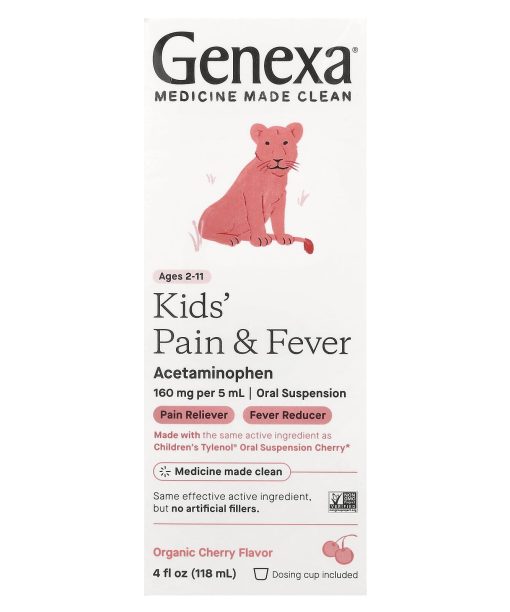 Genexa, Kids' Pain & Fever, Ages 2-11, Organic Cherry, 4 fl oz (118 ml)