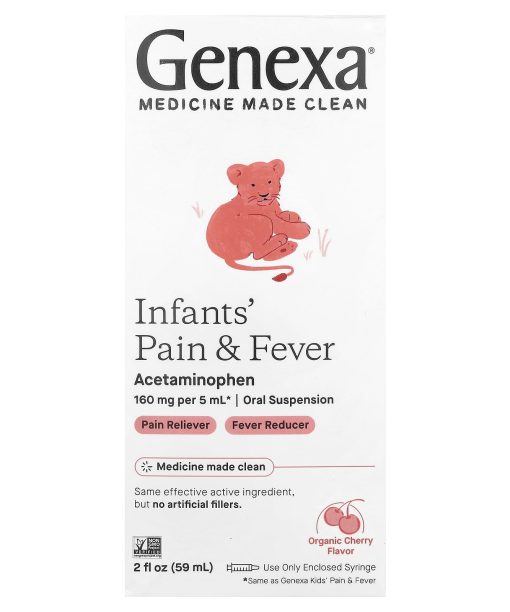 Genexa, Infants' Pain & Fever, Organic Cherry, 160 mg, 2 fl oz (59 ml)
