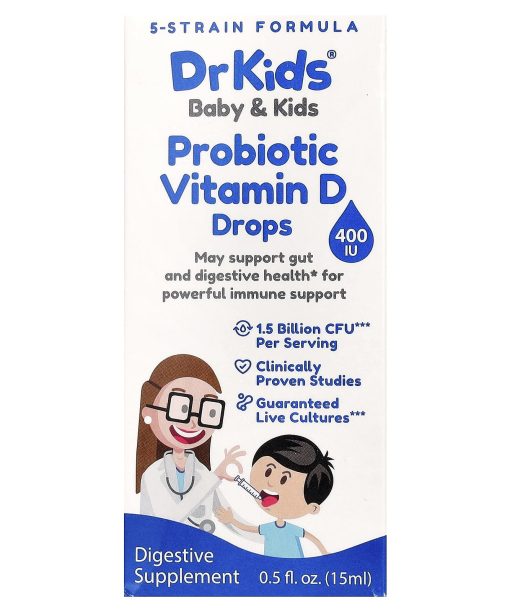DrKids, Baby & Kids, Probiotic Vitamin D Drops, 0.5 fl oz (15 ml)