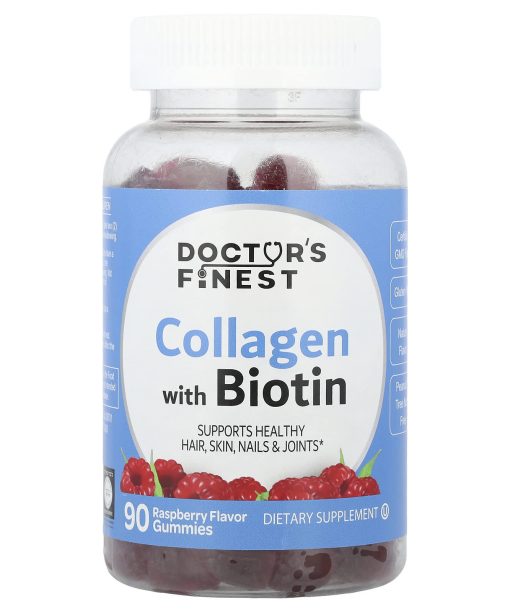 Doctor's Finest, Collagen With Biotin Gummies, Raspberry, 90 Gummies